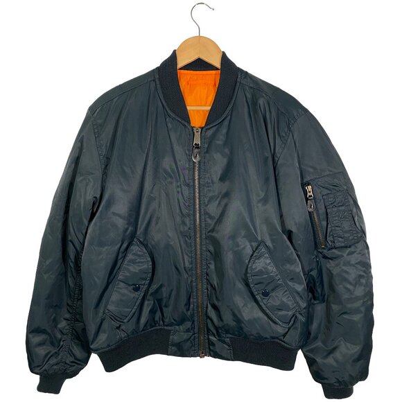 Vintage Flyer's Man Intermediate MA-1 Reversible Bomber Jacket Navy men's size M - Picture 1 of 6